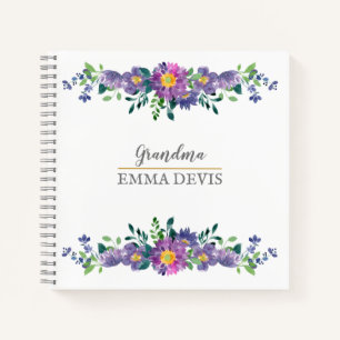 Cuaderno Nieta floral de acuarela moderna de escritura eleg