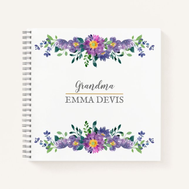 Cuaderno Nieta floral de acuarela moderna de escritura eleg (Anverso)
