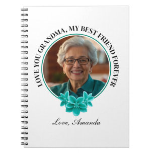 Cuaderno Nieto de marco Verde azulado floral a foto de abue