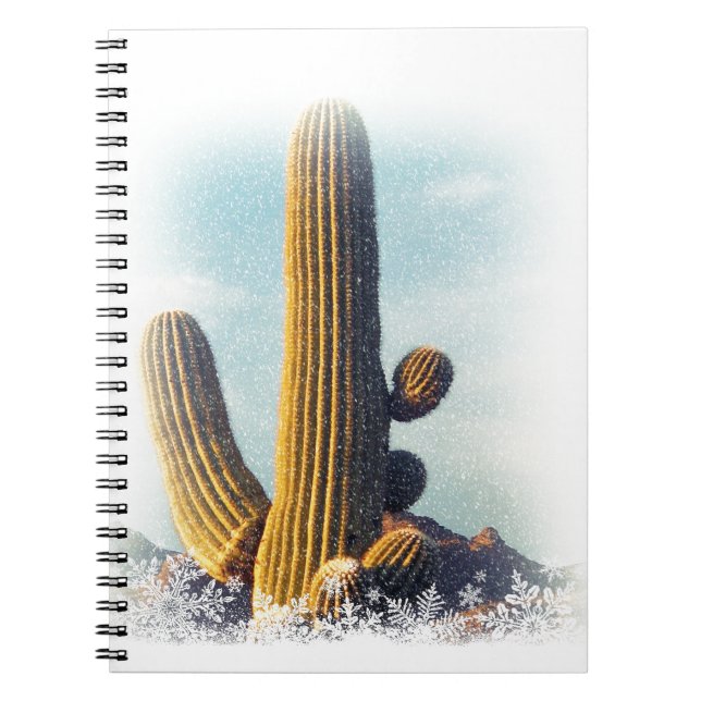 Cuaderno Nieve cayendo sobre Saguaro (Frente)