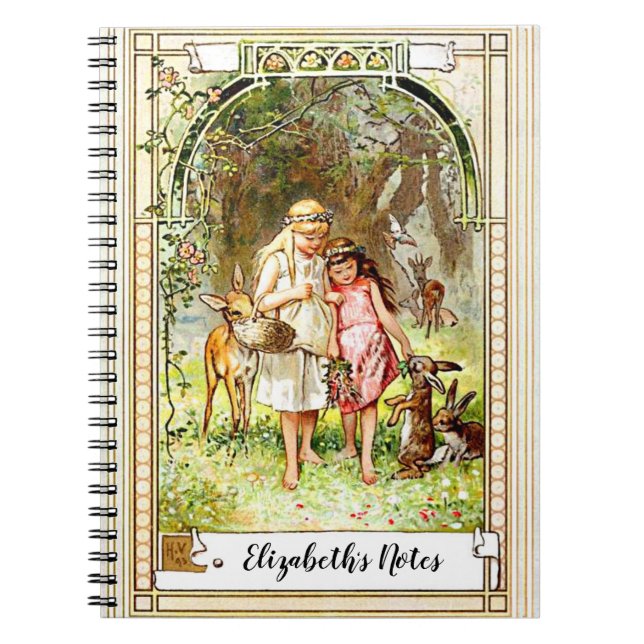 Cuaderno Nieve de época blanca y rojo Rosa personalizada (Frente)