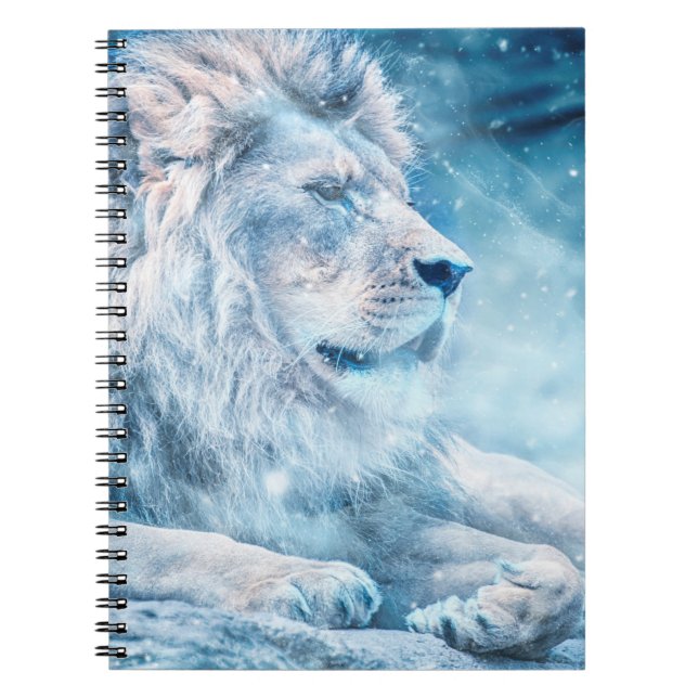 Cuaderno Nieve de león tumbada en un animal de arte (Frente)