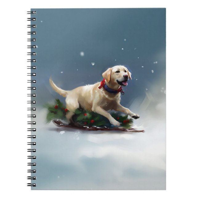 Cuaderno Nieve de Navidad de Labrador invierno (Frente)