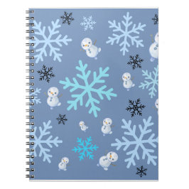 Cuaderno Nieves y copos de nieve en azul verde azulado