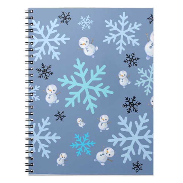 Cuaderno Nieves y copos de nieve en azul verde azulado (Frente)