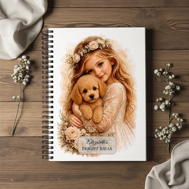 Cuaderno Niña abrazando cachorro de caniche (Subido por el creador)