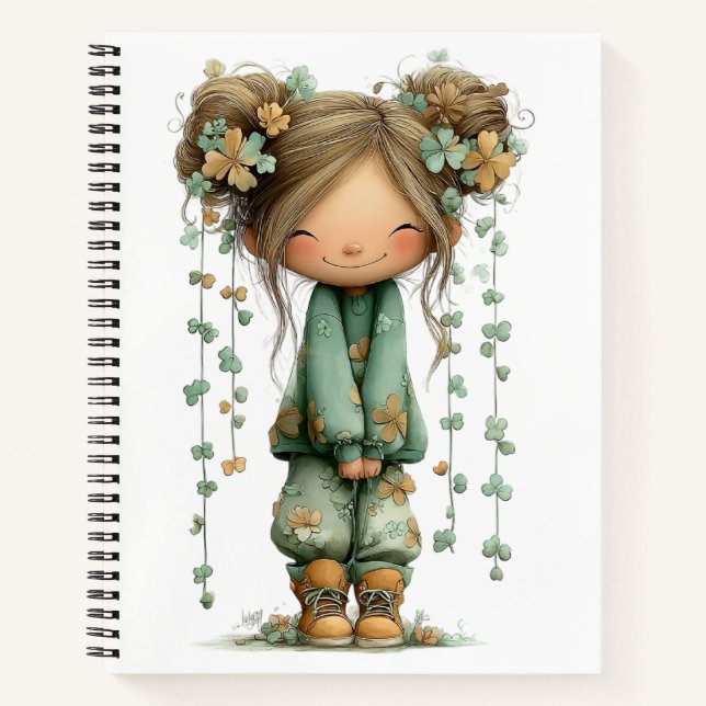 CUADERNO NIÑA ADORABLE VESTIDA DE VERDE (Anverso)
