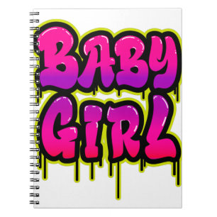 Cuaderno Niña Bebé Derramamiento Palabra de arte Paint Gree