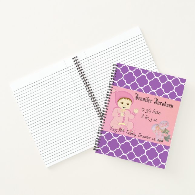 Cuaderno Niña bebé en rosa con flores (Interior)