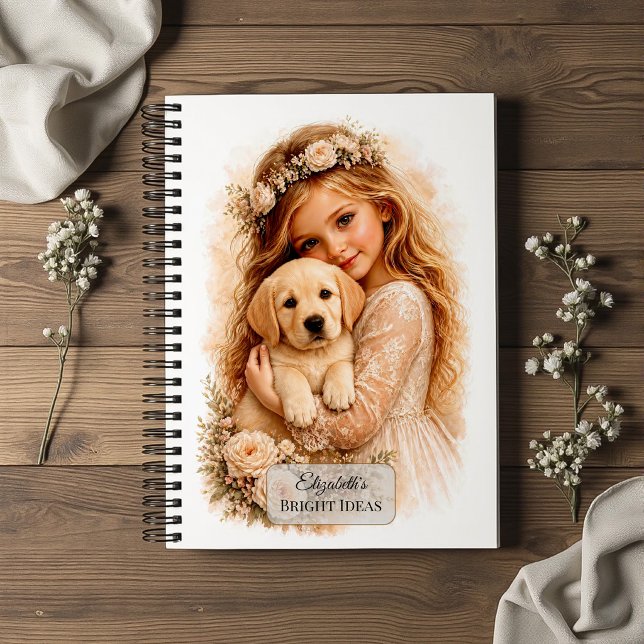 Cuaderno Niña con cachorro de Labrador (Subido por el creador)