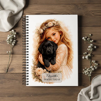Cuaderno Niña con cachorro de Labrador negro