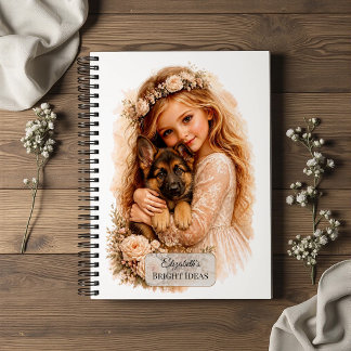 Cuaderno Niña con cachorro de pastor alemán