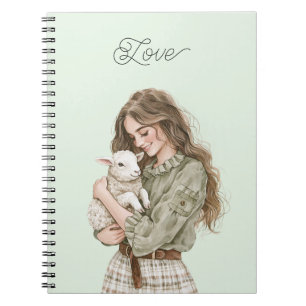 Cuaderno Niña con cordero marrón