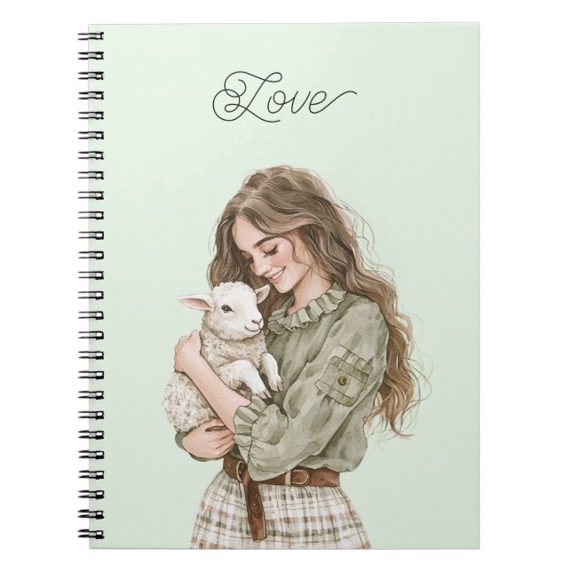 Cuaderno Niña con cordero marrón (Frente)