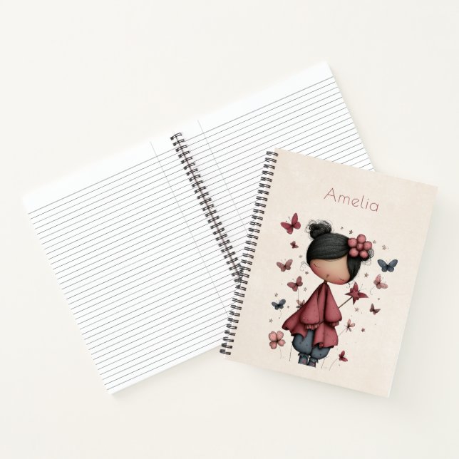 Cuaderno Niña con varita mágica y mariposas (Interior)