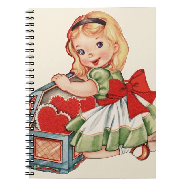 Cuaderno Niña Corazón Niño Retro Niños Lindos (Frente)
