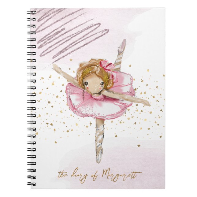Cuaderno Niña de ballet bailando su diario rosa diario enca (Frente)