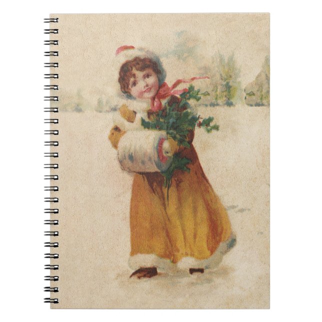Cuaderno Niña de Navidad Antigua Niño de Invierno (Frente)