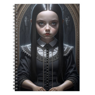 Cuaderno Niña Gótica Pequeña que Asusta Arte de IA Hallowee