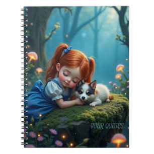 Cuaderno Niña Mágica y Cachorro en Bosque Encantado