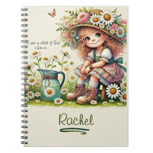 Cuaderno Niña margarita personalizada hija de Dios