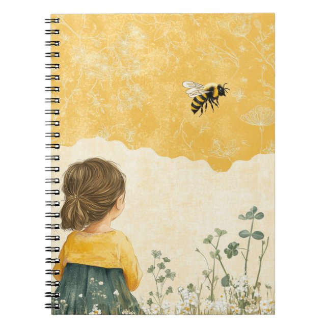 Cuaderno Niña mirando un abejorro (Frente)