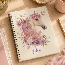 Niña Monograma de caballo floral rosa púrpura lind