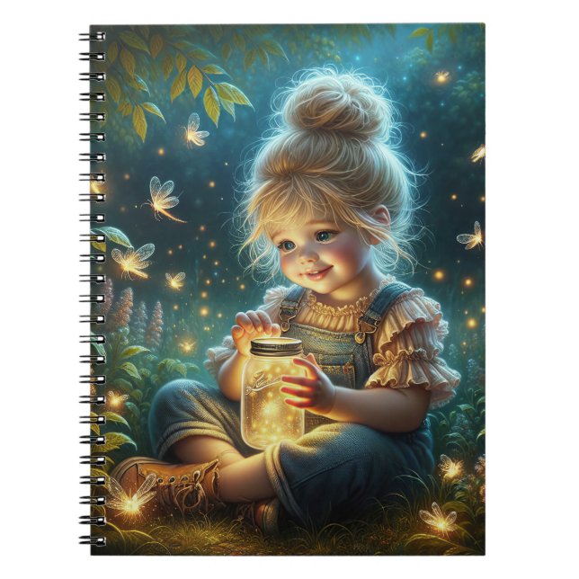 Cuaderno Niña pequeña con bichos relámpagos (Frente)