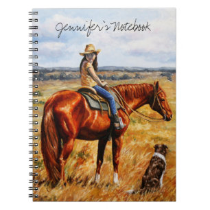 Cuaderno Niña pequeña en caballo de ganado