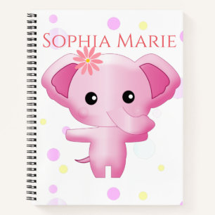 Cuaderno Niña pequeña y rosa dulce elefante