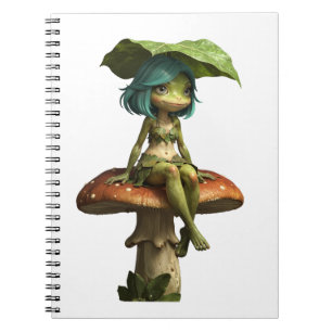 Cuaderno Niña Rana Adorable Sentada en Hongo