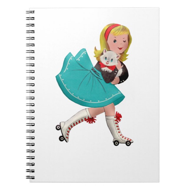 Cuaderno Niña retro en patines de rodillos (Frente)