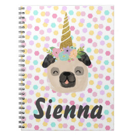 Cuaderno Niña Unicornio Pug