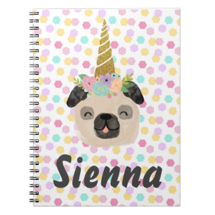 Cuaderno Niña Unicornio Pug