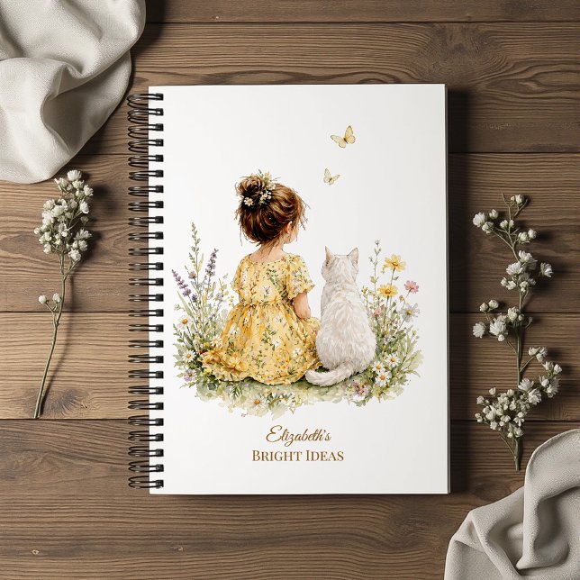 Cuaderno Niña y gato blanco (Subido por el creador)