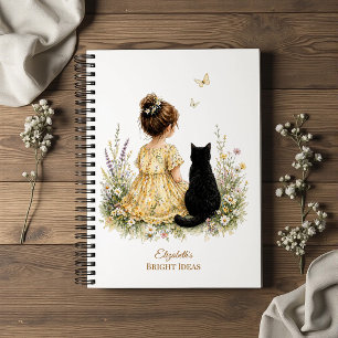 Cuaderno Niña y gato negro