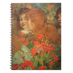 Cuaderno Niñas con amapolas rojas (de George Henry)