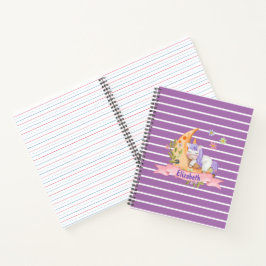 Cuaderno Niñas Cute Unicornio Flores Nombre Personalizado N