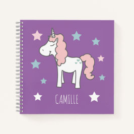 Cuaderno Niñas Lindo Unicornio Mágico Púrpura Escuela Infan