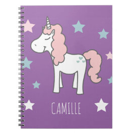 Cuaderno Niñas Lindo Unicornio Purpura Mágico Escuela Infan