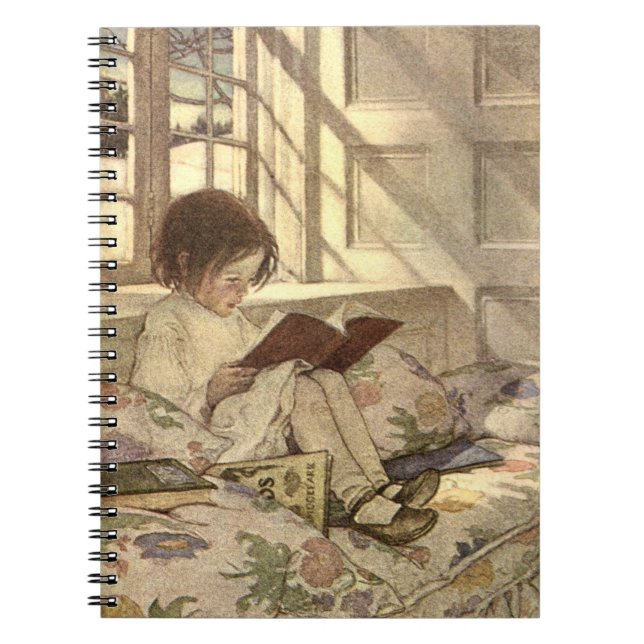 Cuaderno Niño Antiguo Leyendo un Libro, Jessie Willcox Smit (Frente)