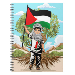 Cuaderno Niño con bandera palestina de Keffiyeh