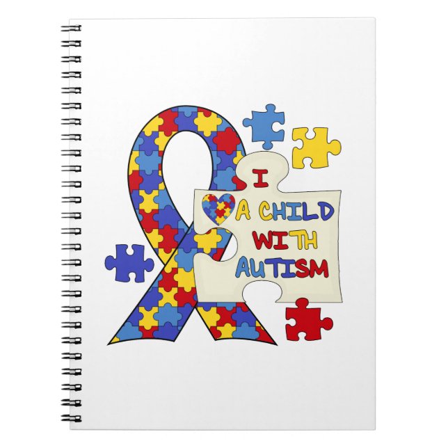 Cuaderno Niño con la cinta de la conciencia del autismo (Frente)