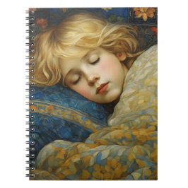 Cuaderno Niño dormido en sueño en la inclinación floral