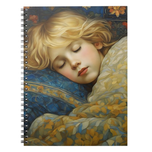 Cuaderno Niño dormido en sueño en la inclinación floral (Frente)