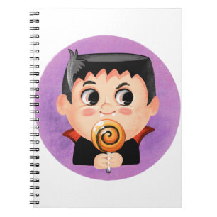 Cuaderno Niño lindo con disfraz de Halloween vampiro