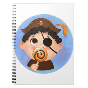 Cuaderno Niño lindo con disfraz pirata de Halloween