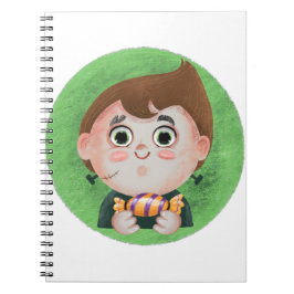 Cuaderno Niño lindo con un disfraz de Halloween monstruo