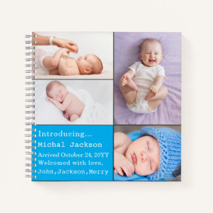 Cuaderno Niño recién nacido con foto anuncio azul