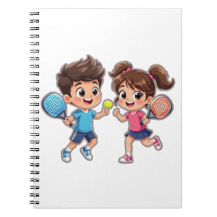 Cuaderno Niño y niña de dibujos animados lindos jugando pád